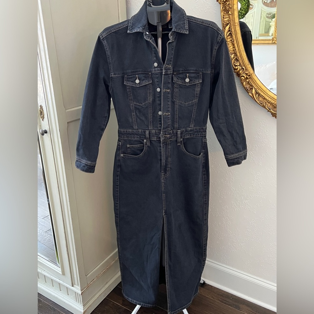 Universal Thread Charcoal Button-Up Denim Maxi Dr… - image 1